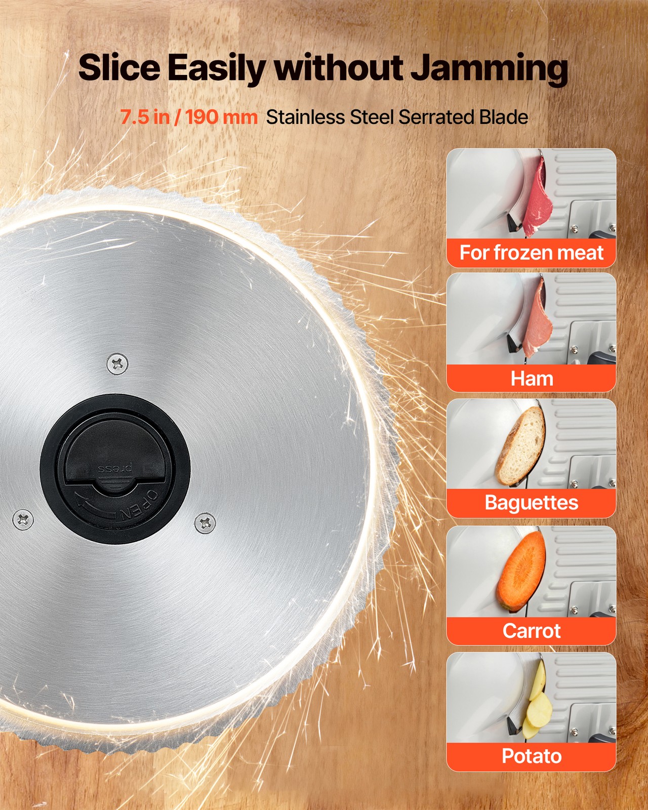 VEVOR Meat Slicer Electric Deli Slicer Machine 200W 7.5 in Sharp Blade for Home