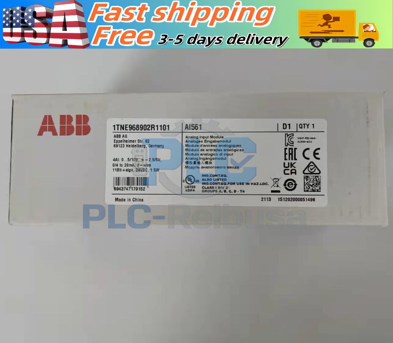 1PC New ABB AI561 1TNE968902R1101 Analog Input Module In Box US Free TAX