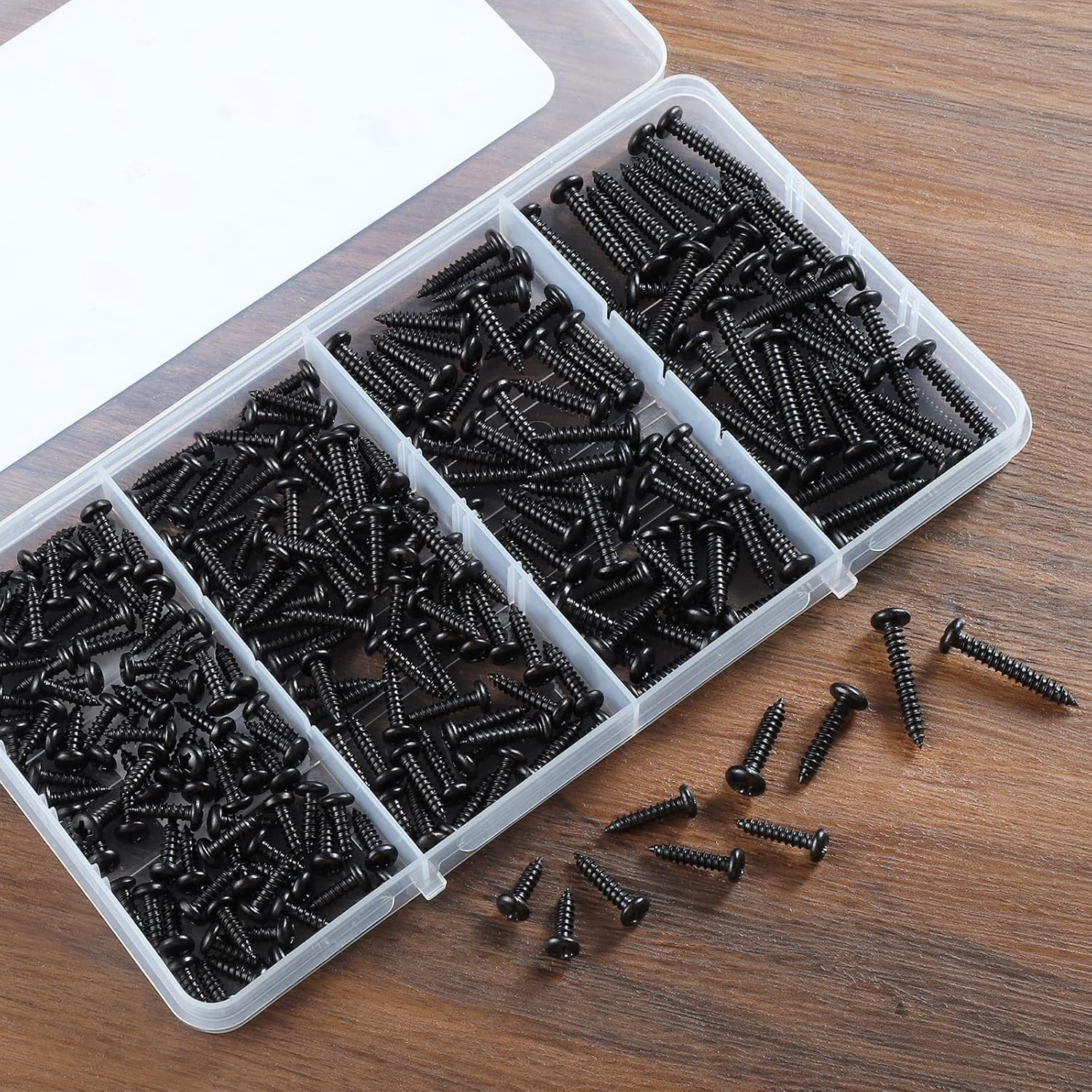 247Pcs Pan Head Wood Screws Assortment Kit, Black Oxide Stainless Steel 304 S…