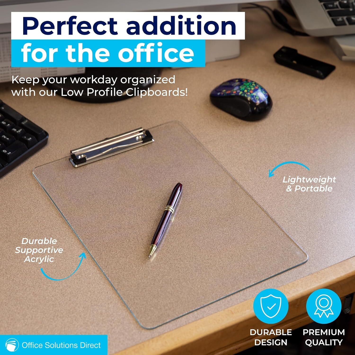 Set Of 6 Clear Acrylic Clipboards Durable Lightweight Stackable Office Use