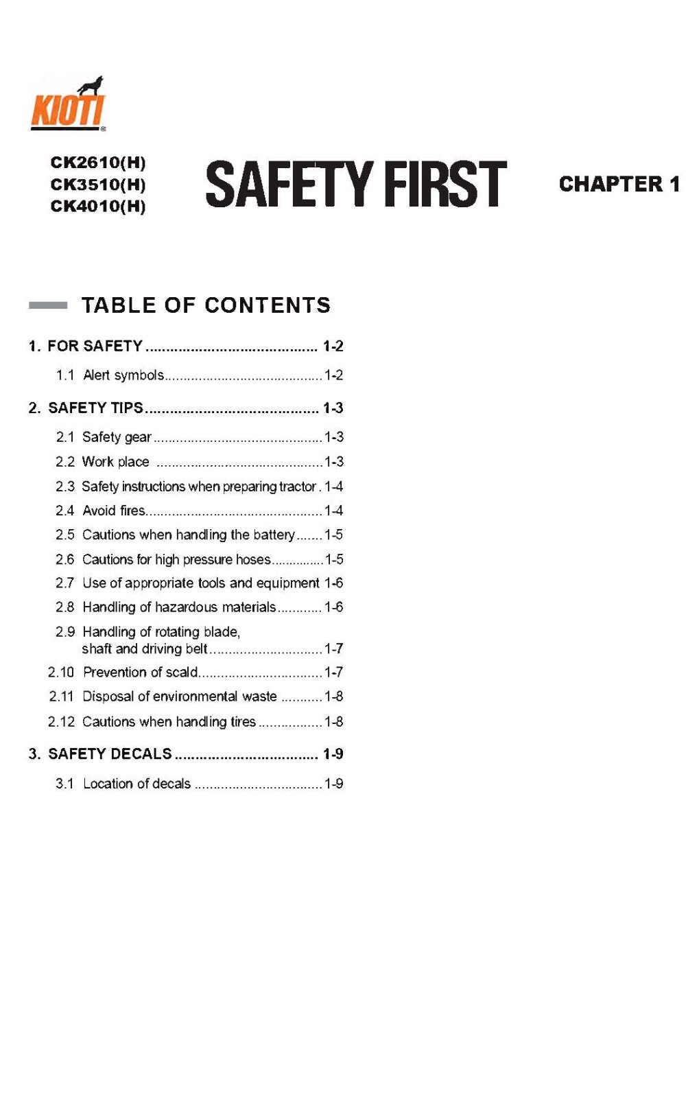 2610 3510 4010 CK Tractors Technical Repair Workshop Manual Fits Kioti – PAPER