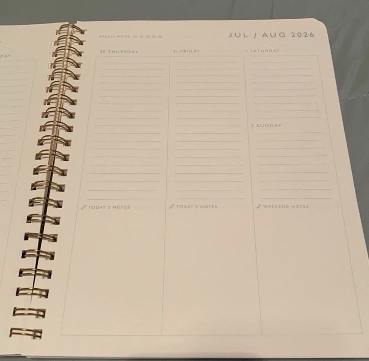 Papier Softcover Spiral Academic Year Aug 2026- Dec 2027 Planner- “8.5×11” Size