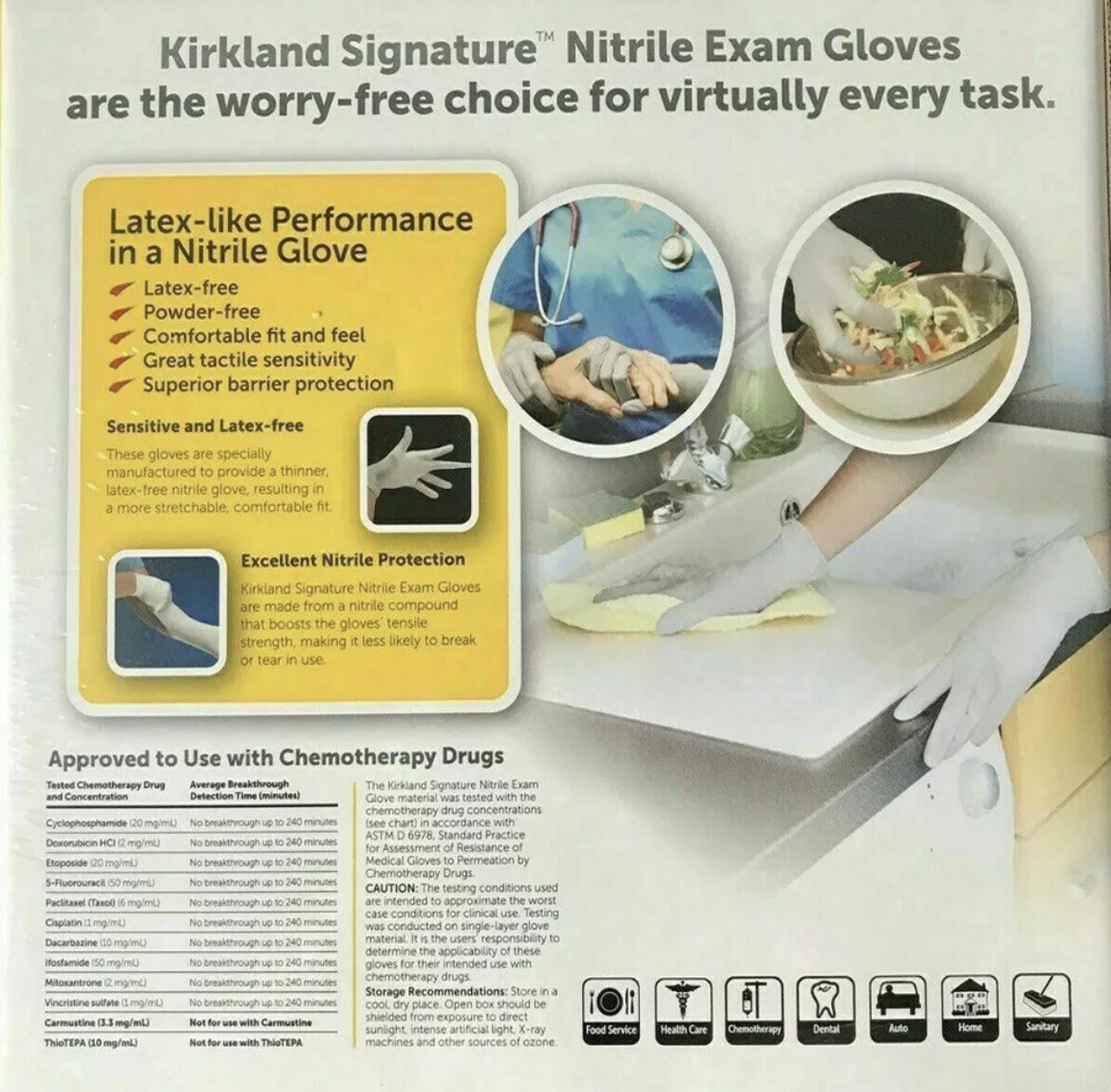 KIRKLAND Signature Nitrile Exam GLOVES Powder Latex free LARGE 400 PCS