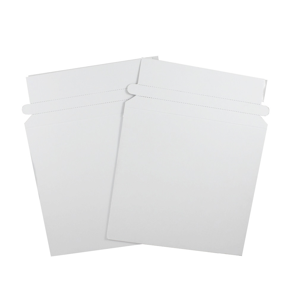 50 – 6 3/8″ x 6″ Self Seal Rigid Stay Flat White Cardboard Mailers 400 GSM