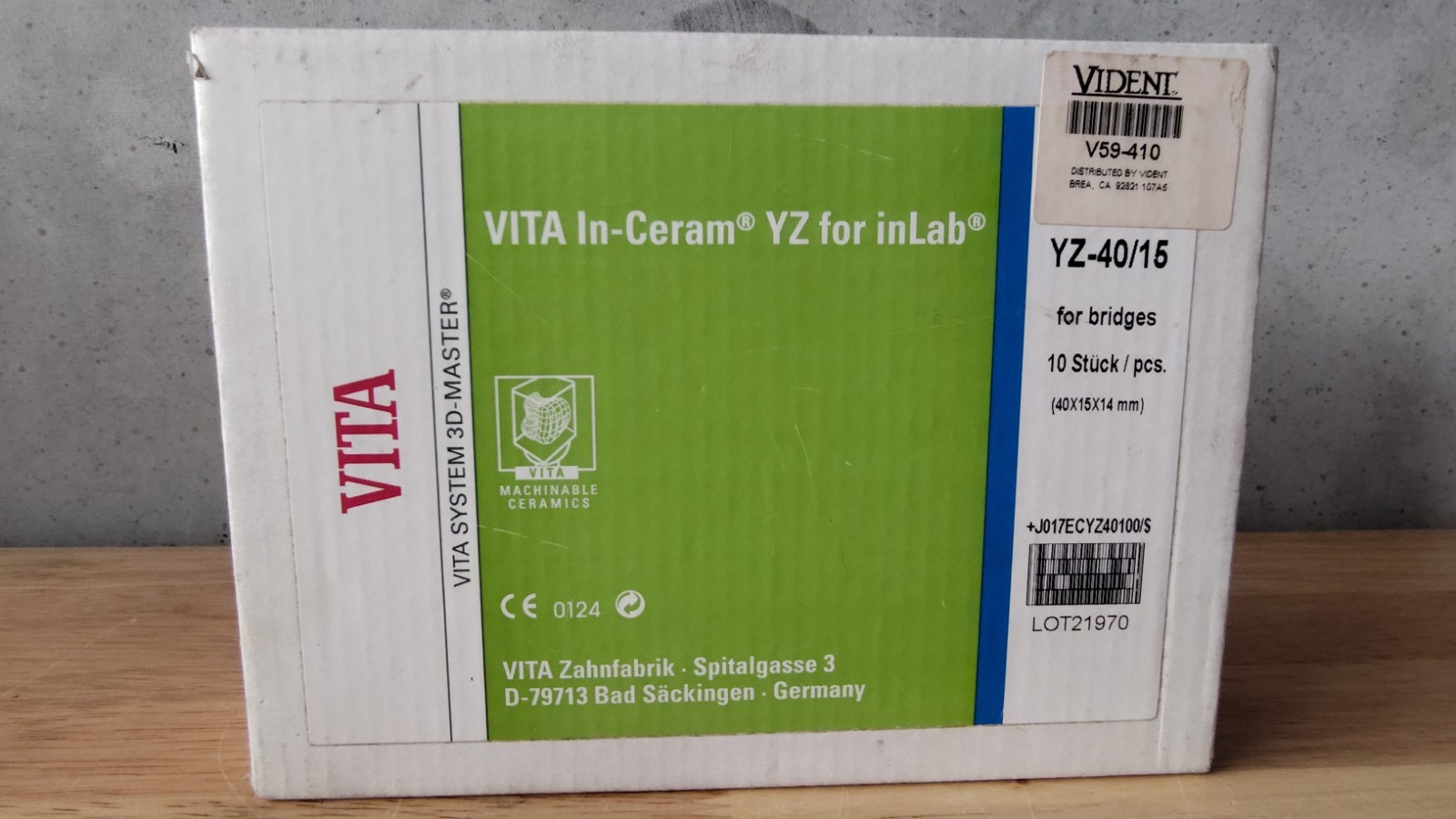 Vita YZ In-Ceram YZ CUBES for inLab® YZ-40/15 ( 40x15x14 mm )