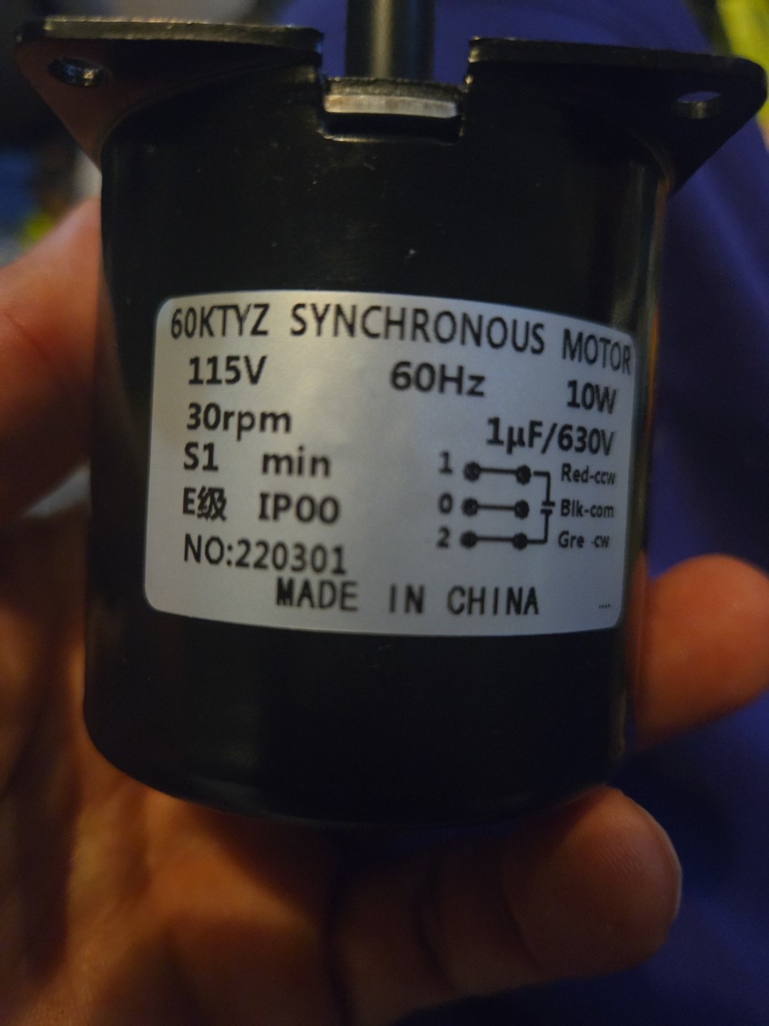 60KTYZ Synchronous Gear Motor 30RPM Dual Bearing AC Motor CW/CCW Control 115V…