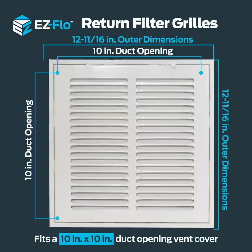 10 In. X 10 In. Steel Return Filter Grille Free Ship NEW