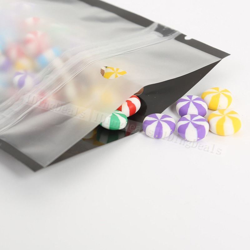 100pc Matte Clear Front Black Back PE Zip Lock Bags w/ Hang Hole 10x18cm 4x7in