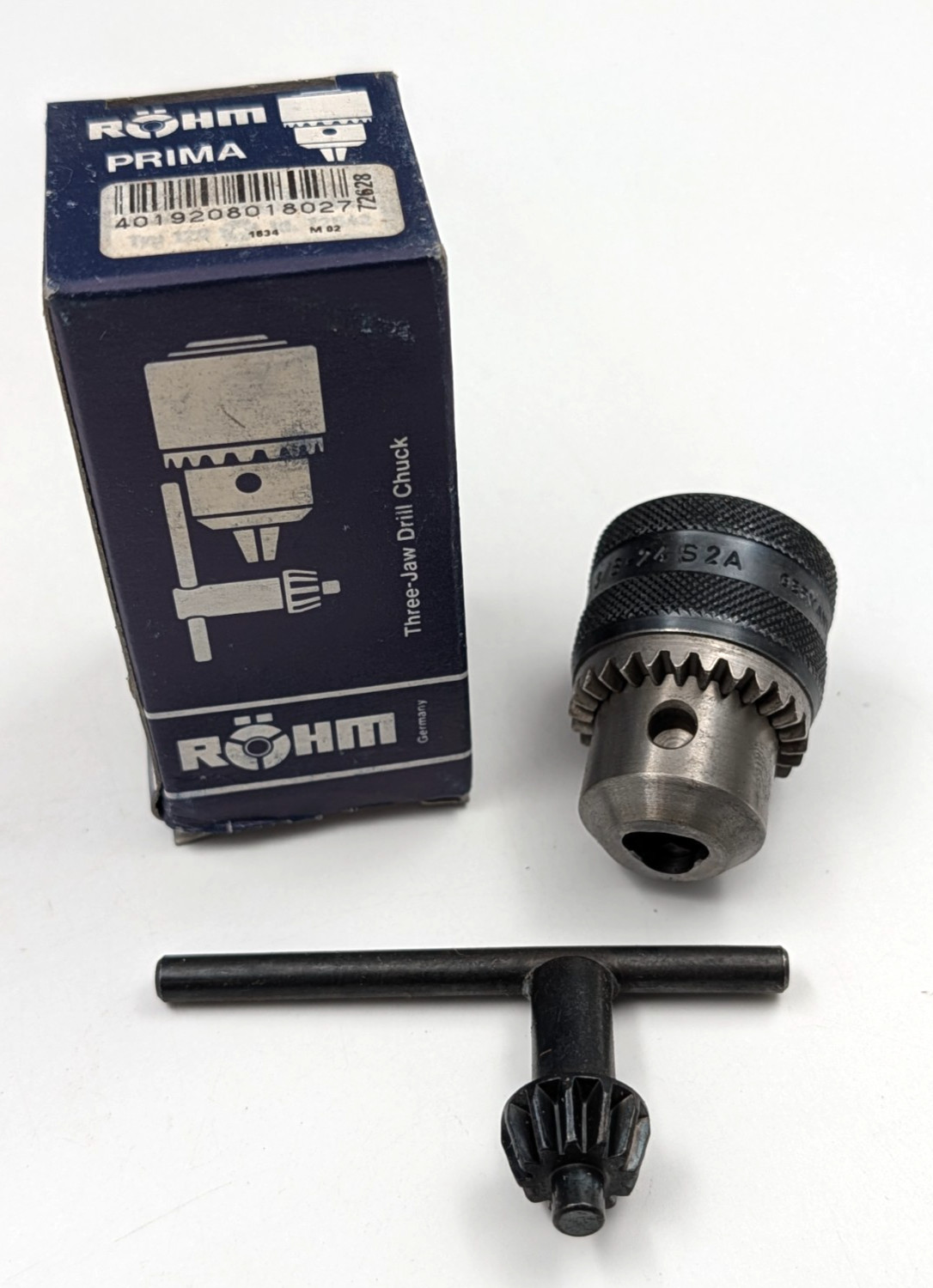 ROHM Prima Drill Chuck – 3/8″-24 #72628 – 0.5-8mm Cap – New – Made in Germany