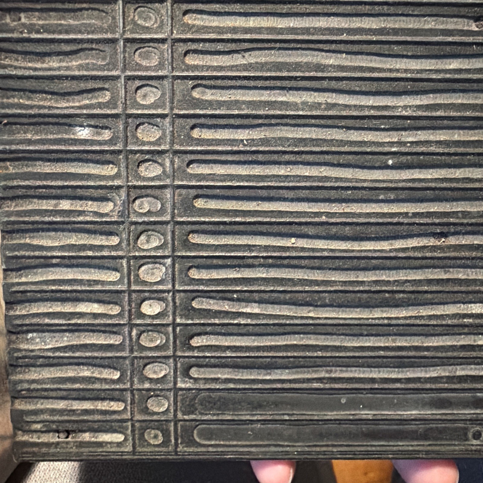 Vintage Letterpress Printing Block-Ledger Accounting Grid Pattern-Printers Cut
