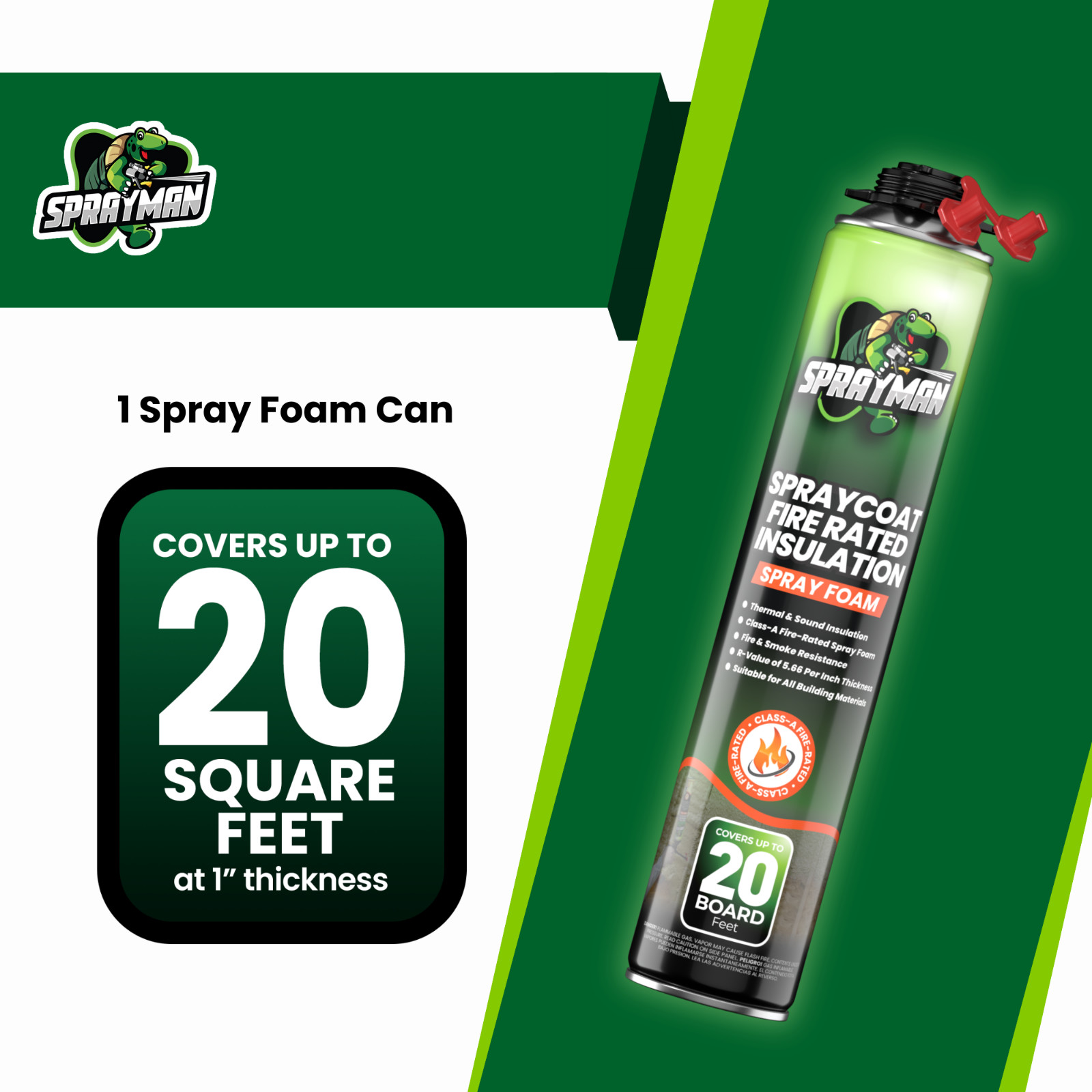 Sprayman Spray Foam Insulation Kit Closed Cell Expanding Fire Rated 720 BdFt 36P