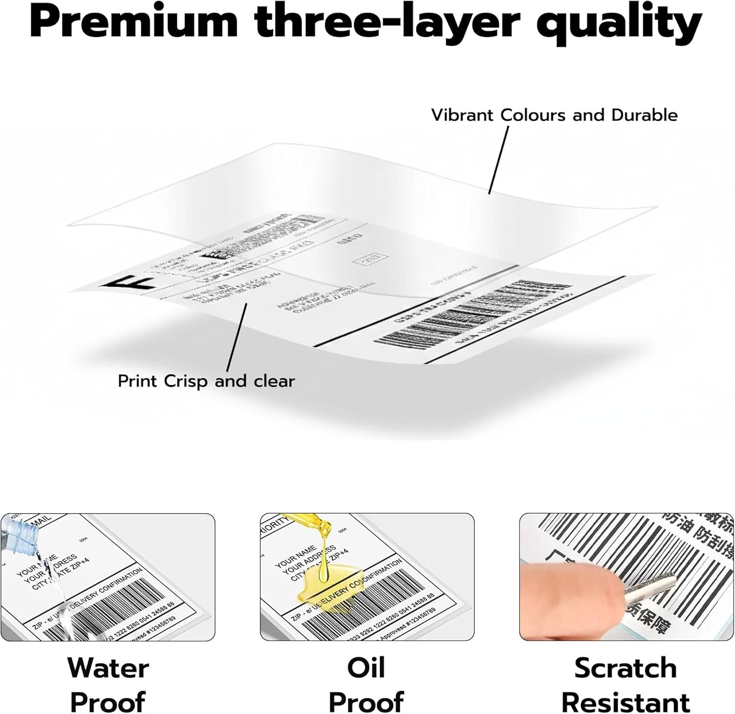 4×6 Fanfold Direct Thermal Shipping Label 1000 Stack Water & Oil Resistant New