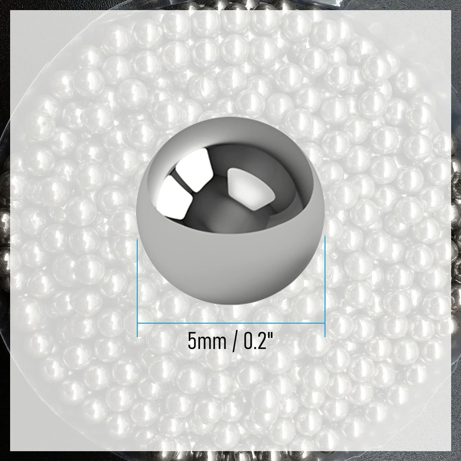 50 PCS 5mm/0.2 Inch 304 Stainless Steel Solid Bearing Balls G100 Precision