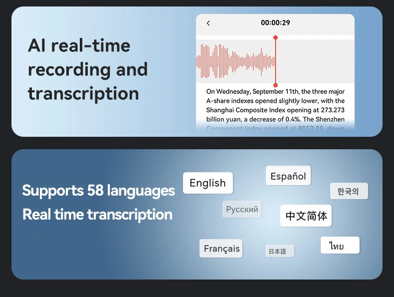 AI Powerd ChatGPT-4 Phone Voice Recorder 58Language Translator Audio Dictaphone