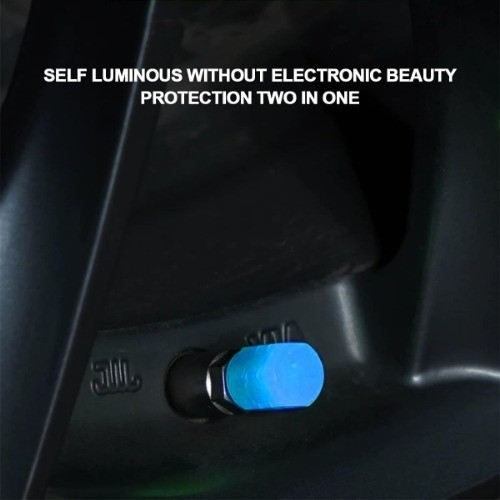 Glow in the Dark Blue Tire Valve Stem Caps (12PCS), Luminous & Cor Color: Blue