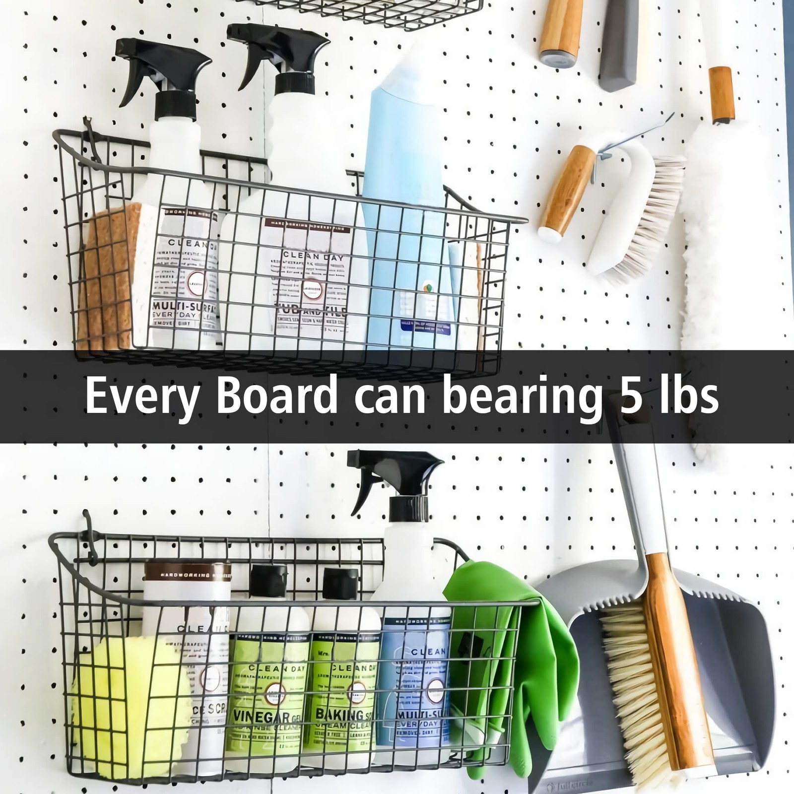 LANSI 6 PCS White ABS Peg Board Organizer Panel