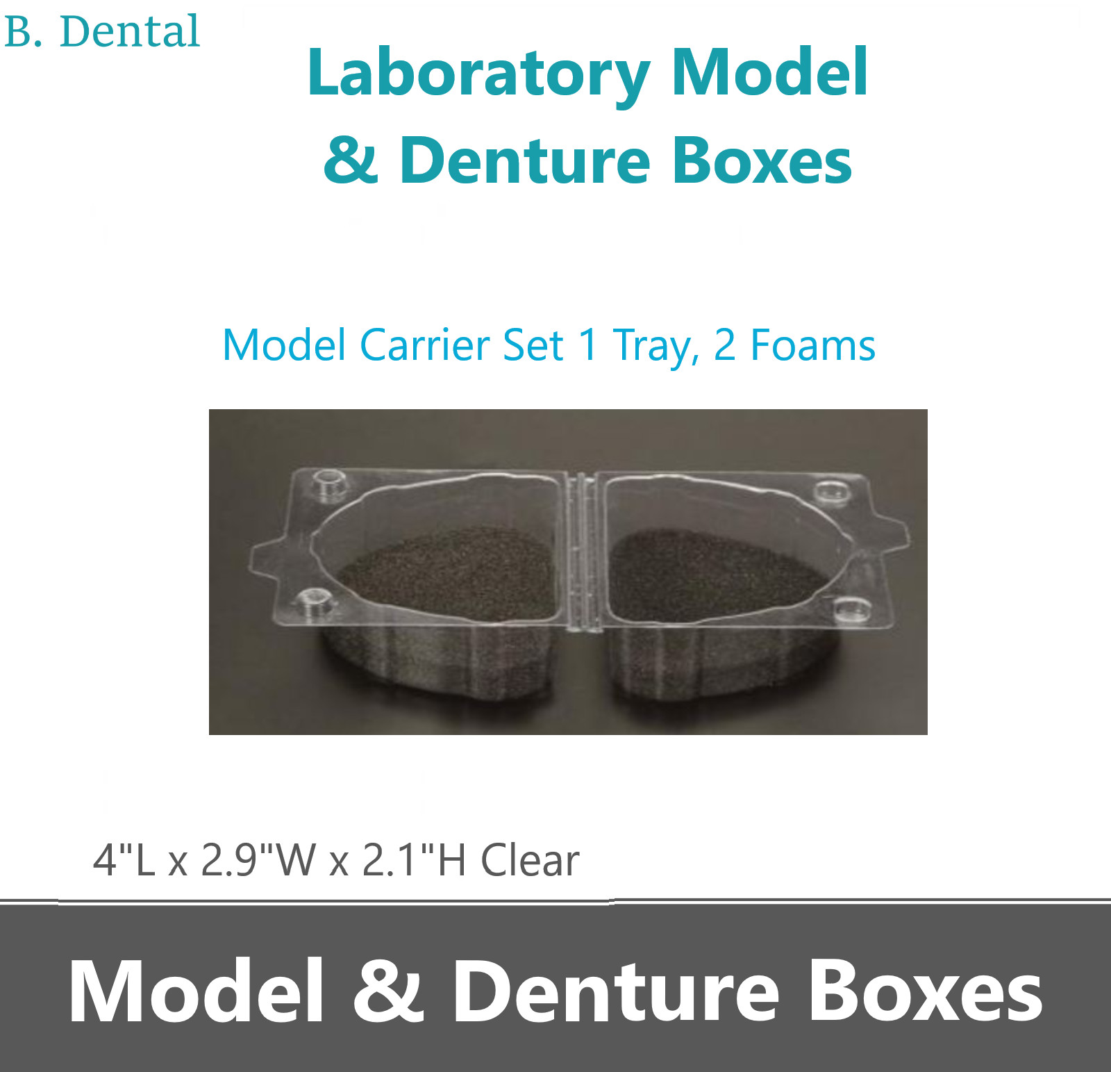 AMGoods Dental Laboratory Model & Denture Boxes 4″L x 2.9″W x 2.1″H Clear, 10/Pk