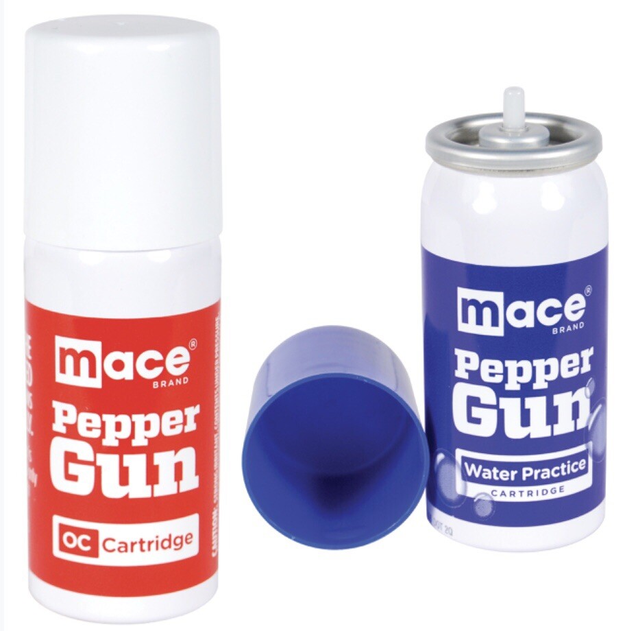 2 Mace POLICE PEPPER GUN Spray REFILL (OC / H2O) Cartridge Dual Pack Kit 4″ DYE