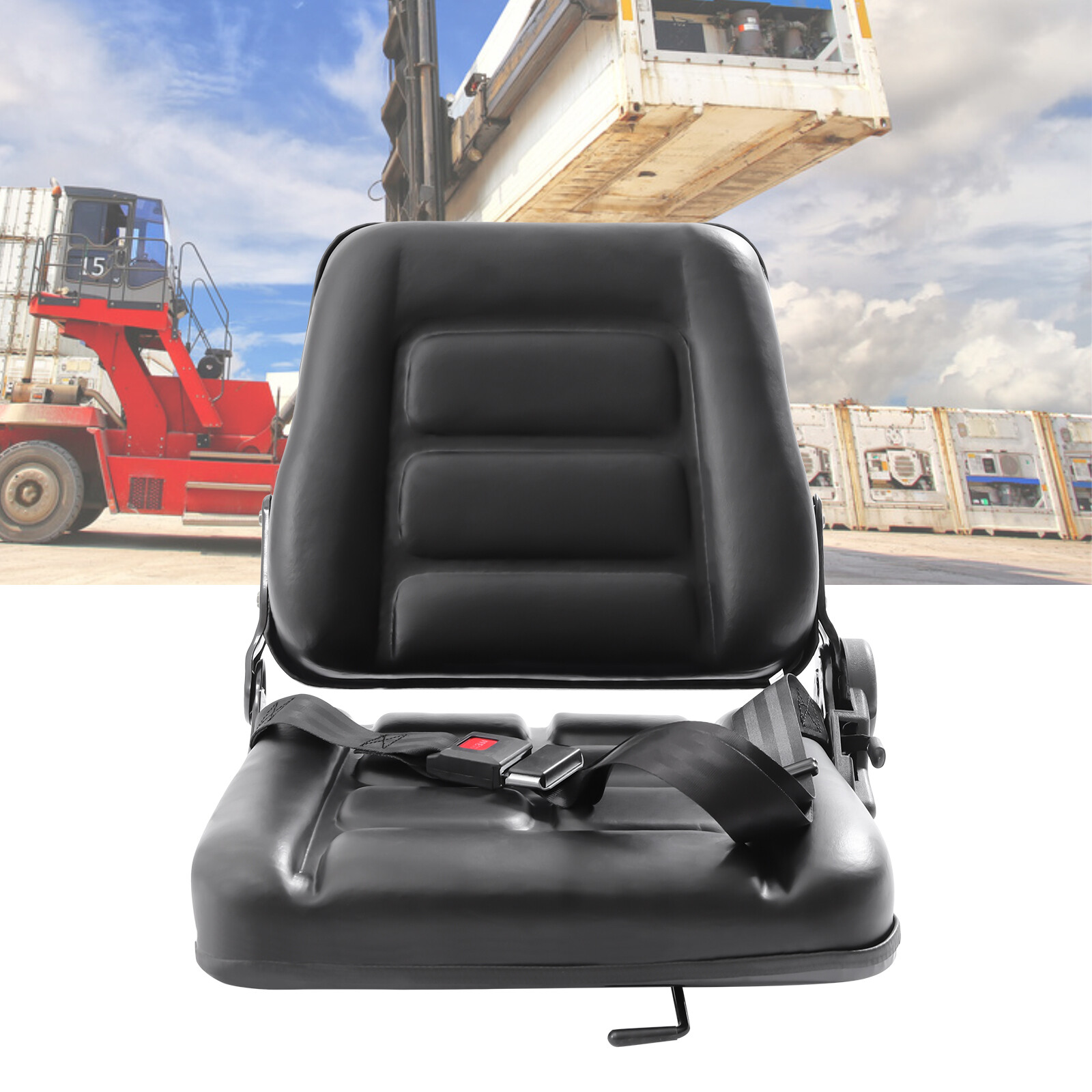 Black Forklift Seat Drivers Side Truck Forklift Seat Backrest Adjustment Seat US