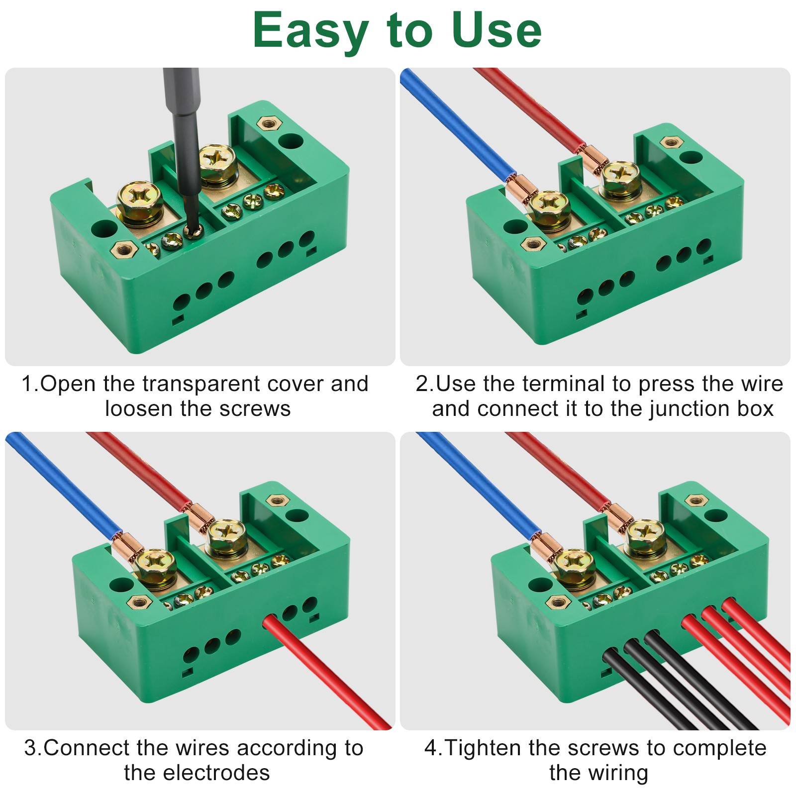 2PCS Wire Terminal Junction Box 2-In 6/8-Out for Universal Distribution Systems