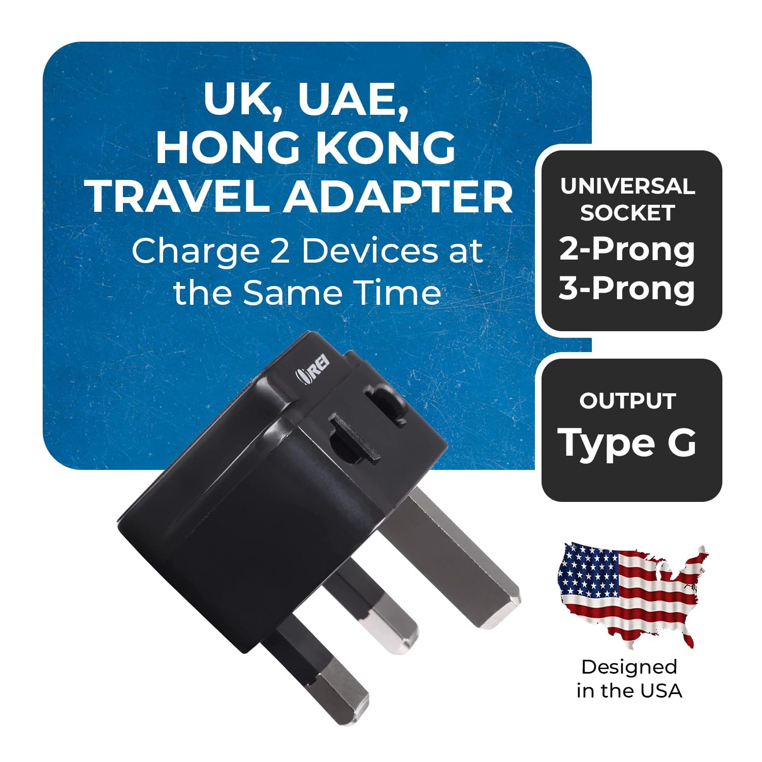 UK, Hong Kong Travel Adapter Plug, Adaptor 2 in 1, For Botswana, England, UAE…