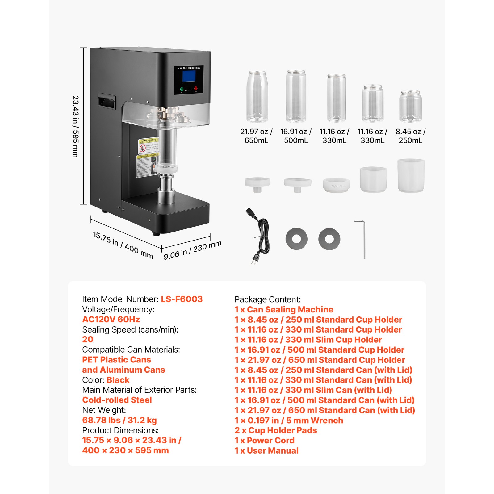 Uimoso Automatic Can Sealer Machine for Soda and Coffee Shops, Black