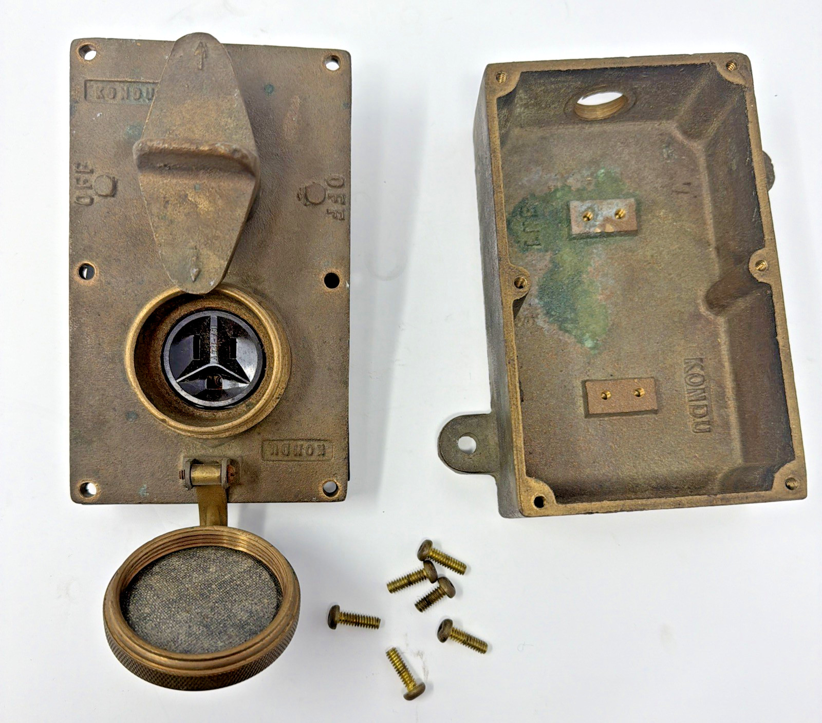 Vintage KONDU Bronze Watertight Surface Mount Rotary Switch Box Marine