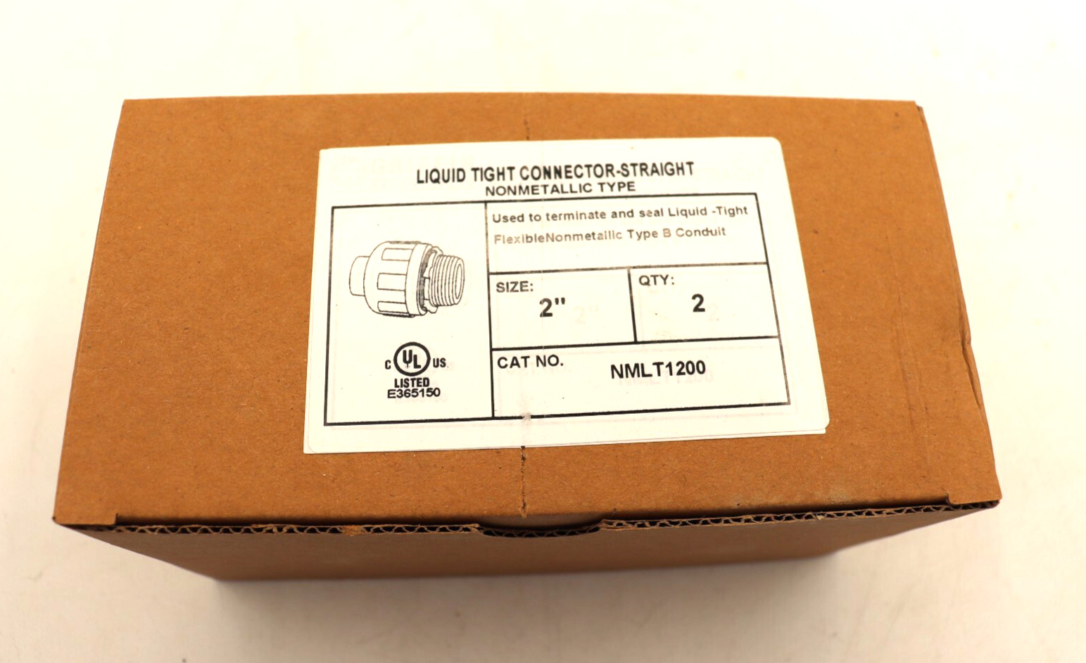 2-Inch Nylon Liquid Tight Straight Connector, NMLT1200, New Box of Two