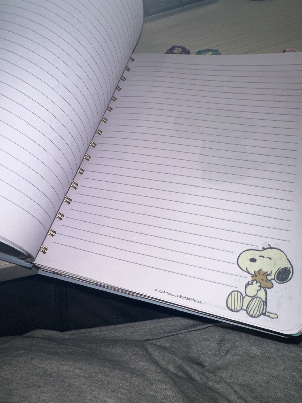 Peanuts Notebook Spiral Journal 8.25″ Snoopy Charlie Brown Purple Flowers w/Div