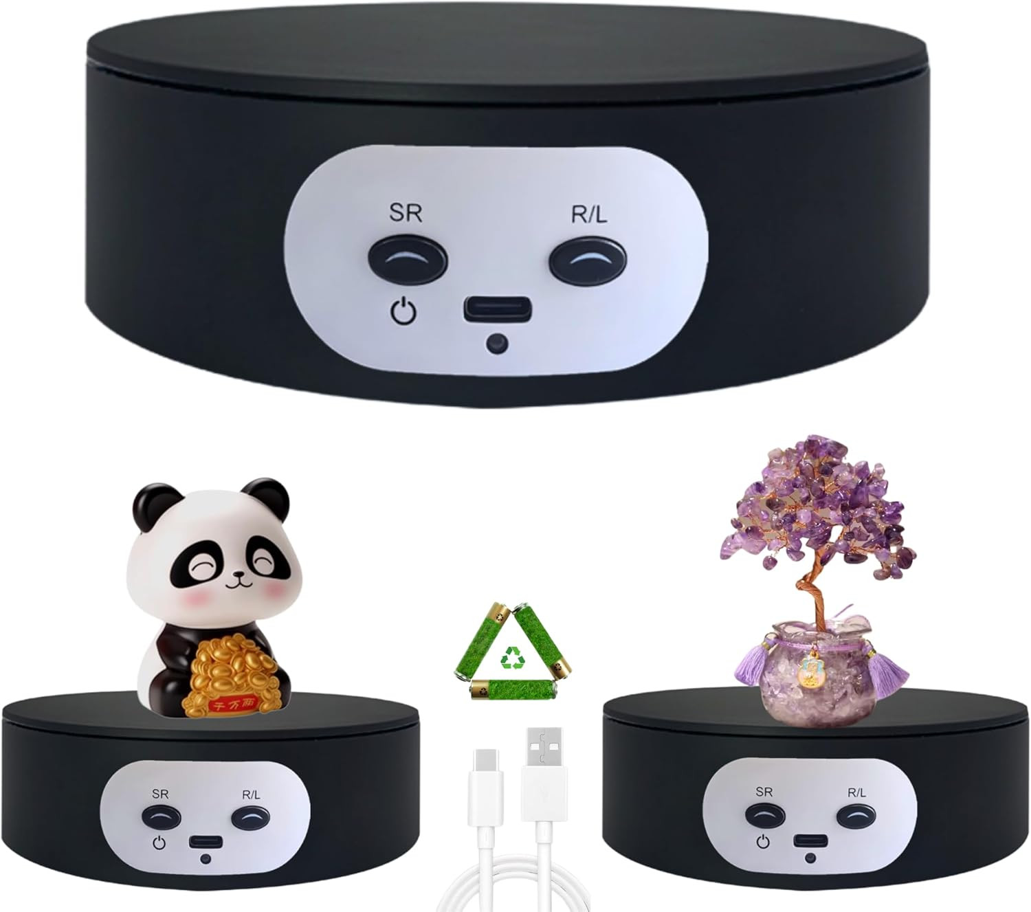Motorized Rotating Display Stand, 5.2in, 11lb Load, 360° Turntable