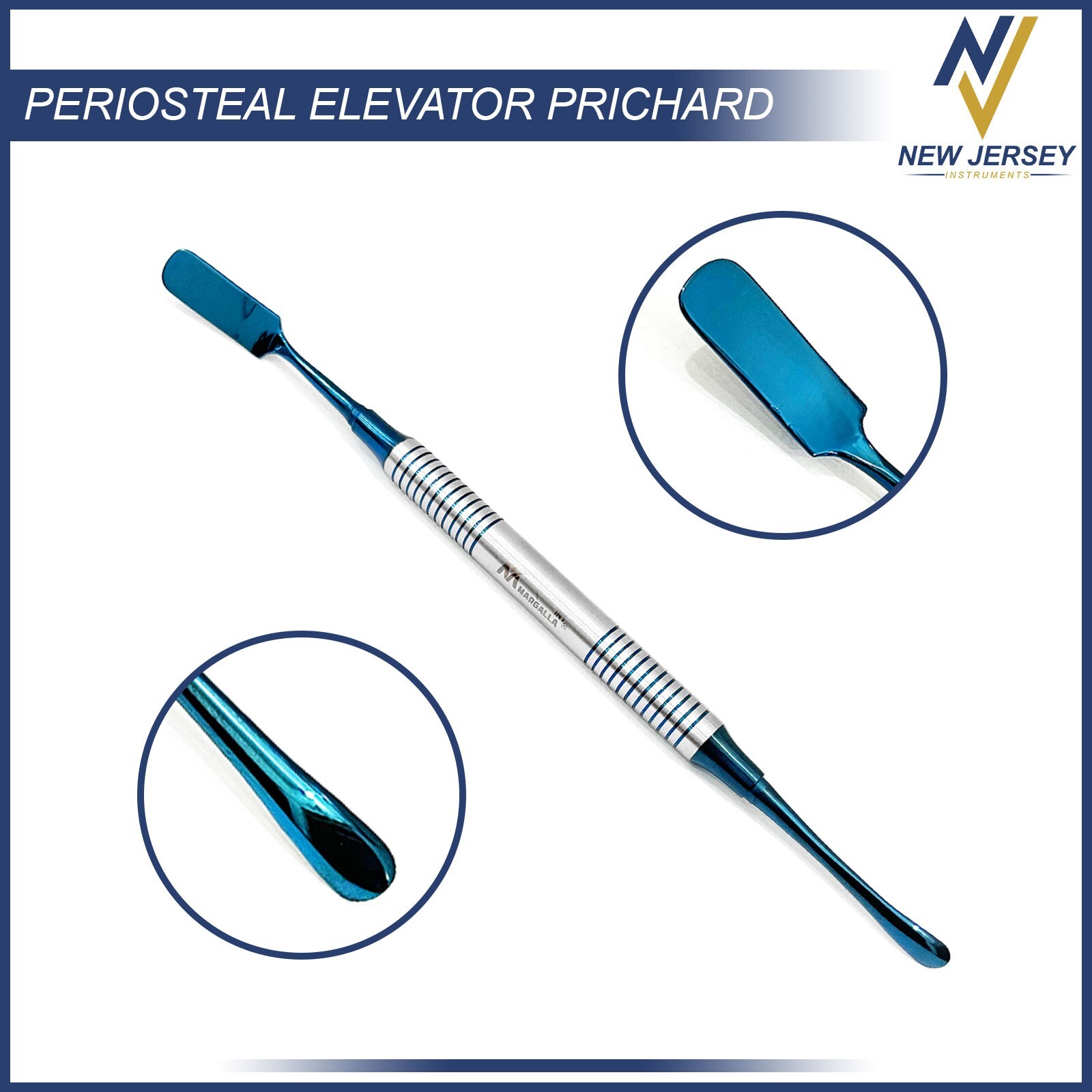 Dental Periosteal Elevator Prichard Blue Titanium Coated Double Ended German Gr