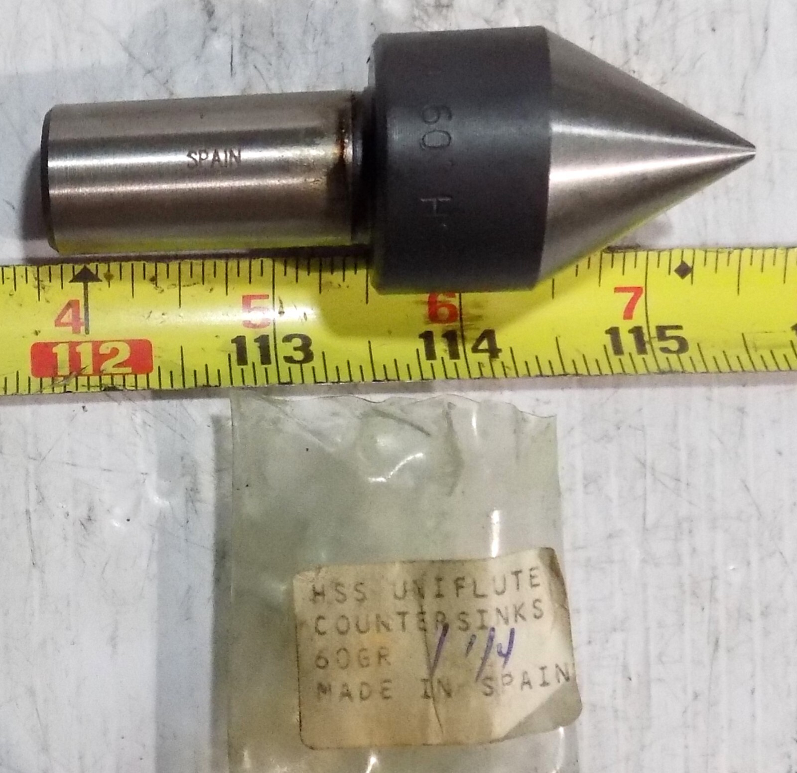 New Spain Made HSS Counter Sink 1-1/4″ Diameter X 60° Included Angle X 1 Flute