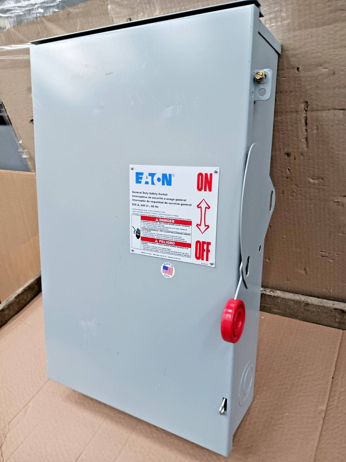 Eaton 200 Amp Non-Fusible Safety Disconnect Switch 3R Outdoor 240 Vac DG324URK