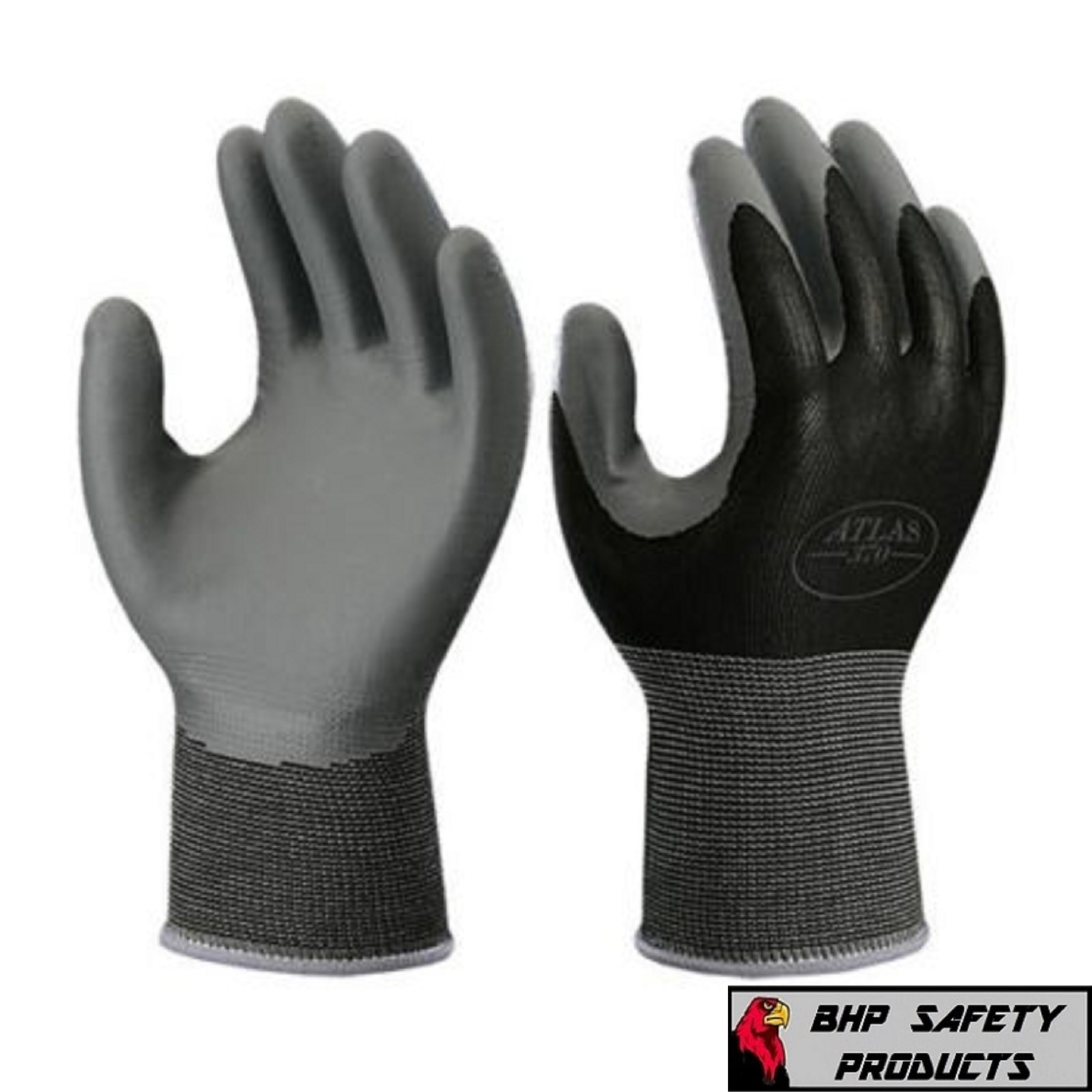 ATLAS FIT 370 SHOWA BLACK SMALL NITRILE GARDENING WORK GLOVES, 12-PAIRS