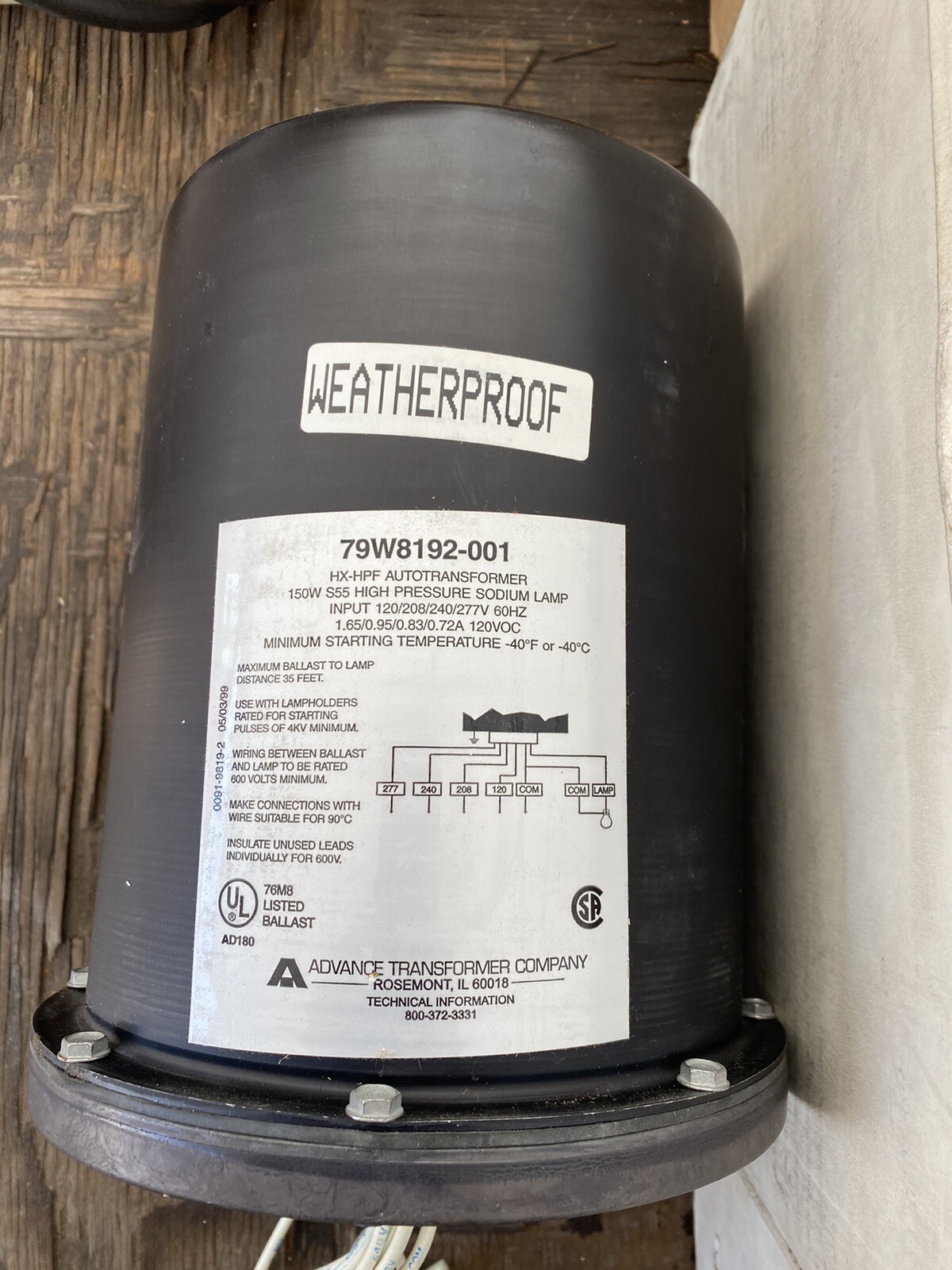 (OA) 79W8192-001 Philips Advance Outdoor Weatherproof Ballast 150W S55