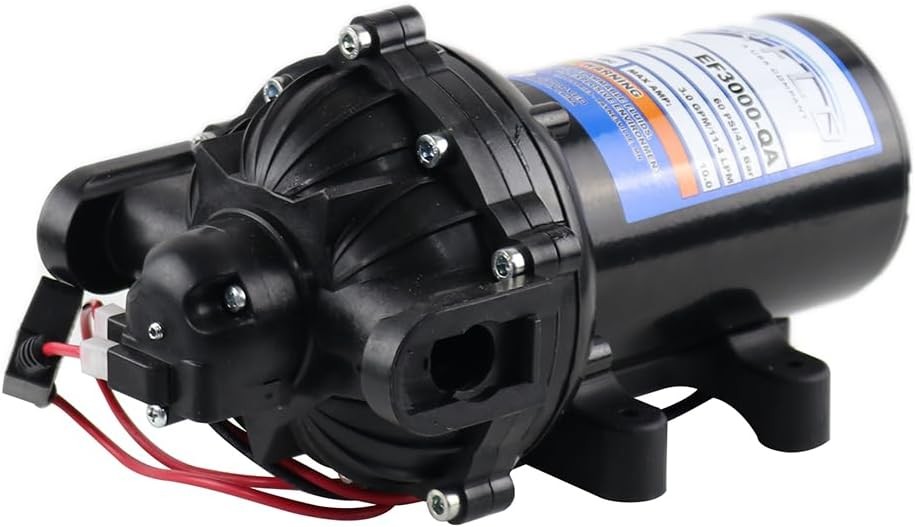 EF1000-BOX 12V Diaphragm Pump with 3/8″ Hose Barb Ports, 1.0 Gpm