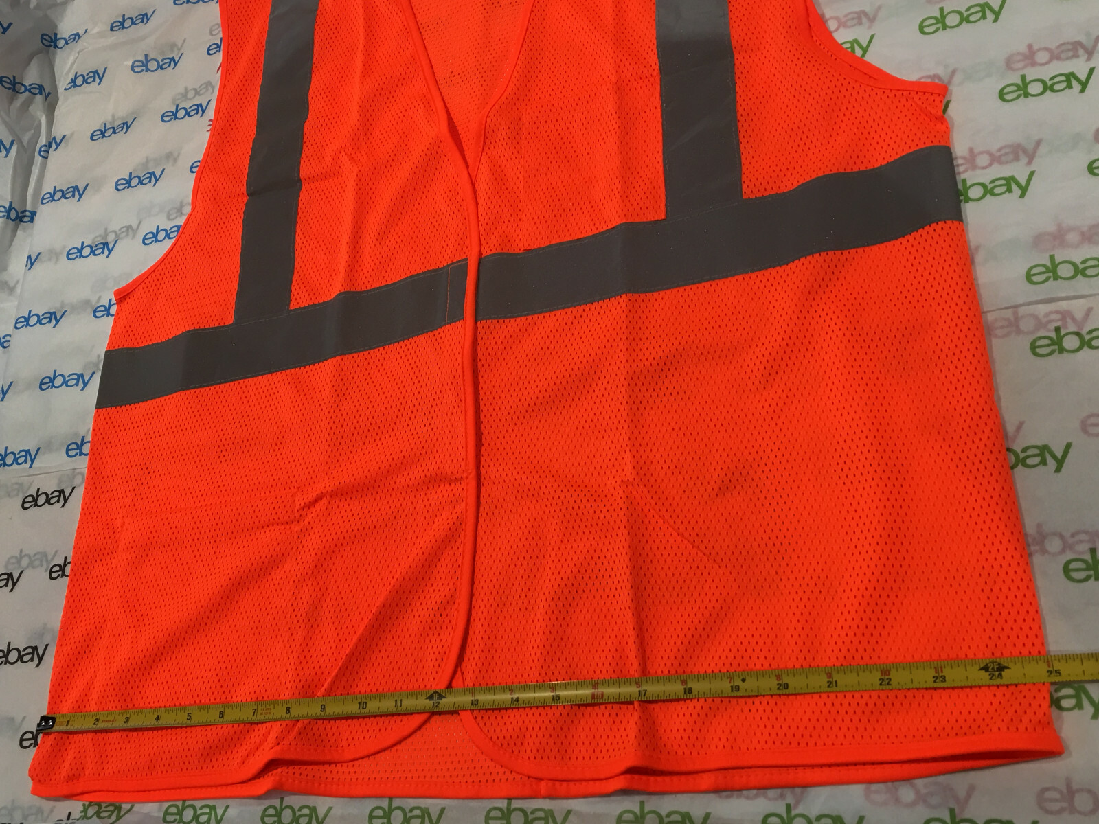 PIP Florescent Orange Safety Mesh Vest Silver w/ Reflective Stripes Men’s L