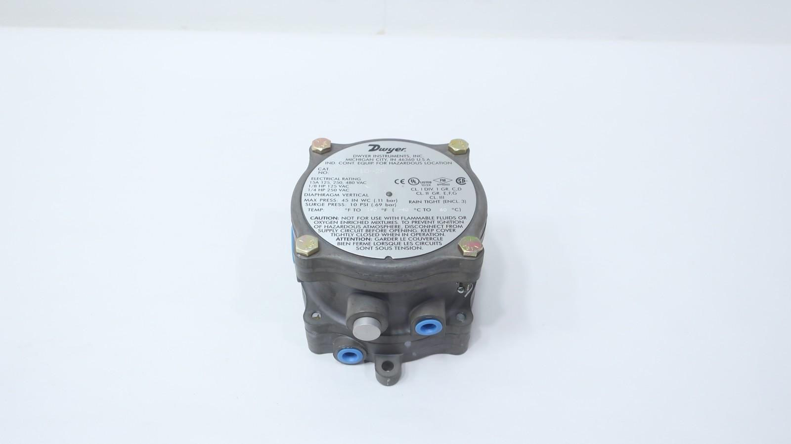 Dwyer 1950-10-2F Pressure Switch 125/250/480v-ac 45in-h2o 1/8in