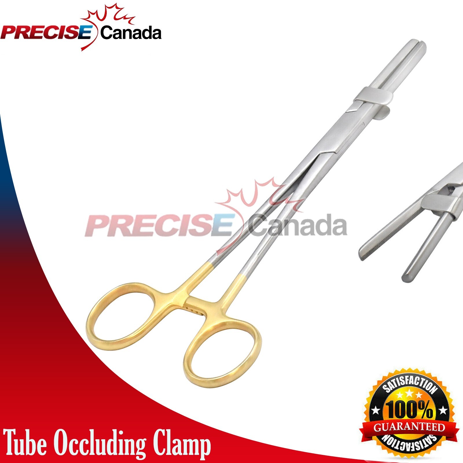 Tube Occluding Clamp Forceps 8» w/Guard Gold Handle Surgical Instrument DS-1377