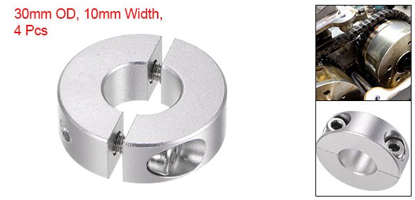 4pcs Double Split Shaft Collar 13mm Bore Clamp-On Collars, 30mm OD, 10mm Width