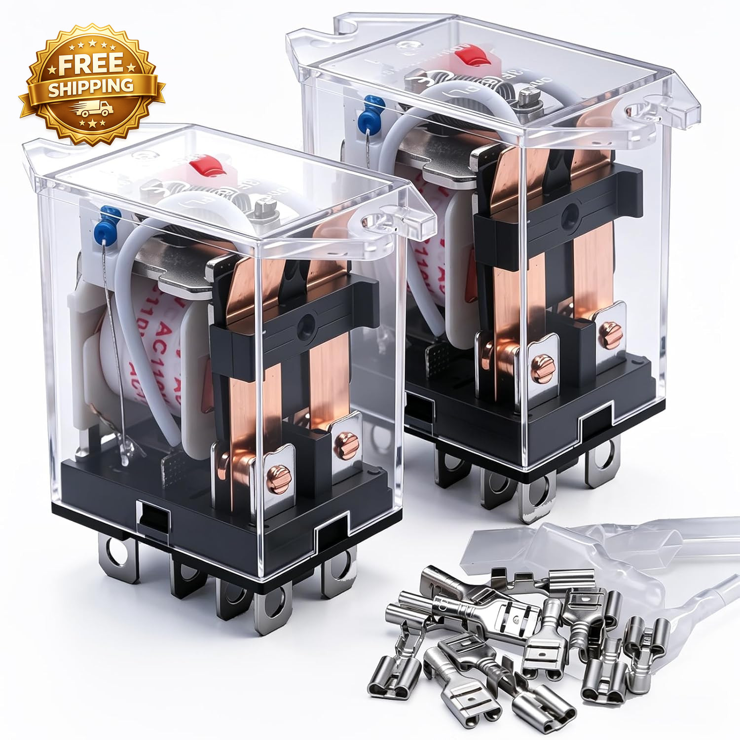 2Pcs DC 12V Coil 8 Pin 10A DPDT LED Indicator Electromagnetic Power Relay
