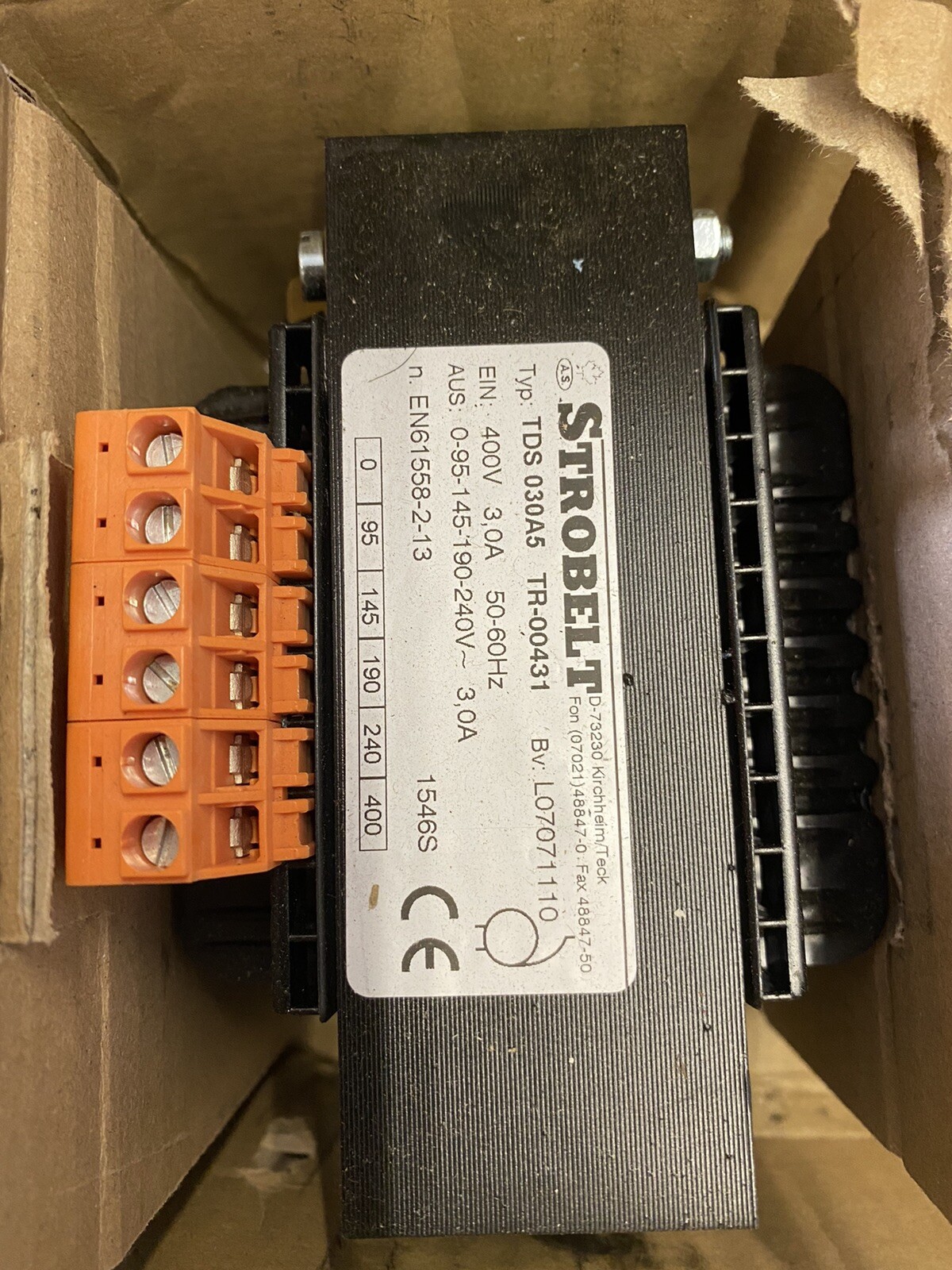 TDS 030A5, Transformer 3A, 400V, IP00, 5 Steps, Set of 2 Pcs.