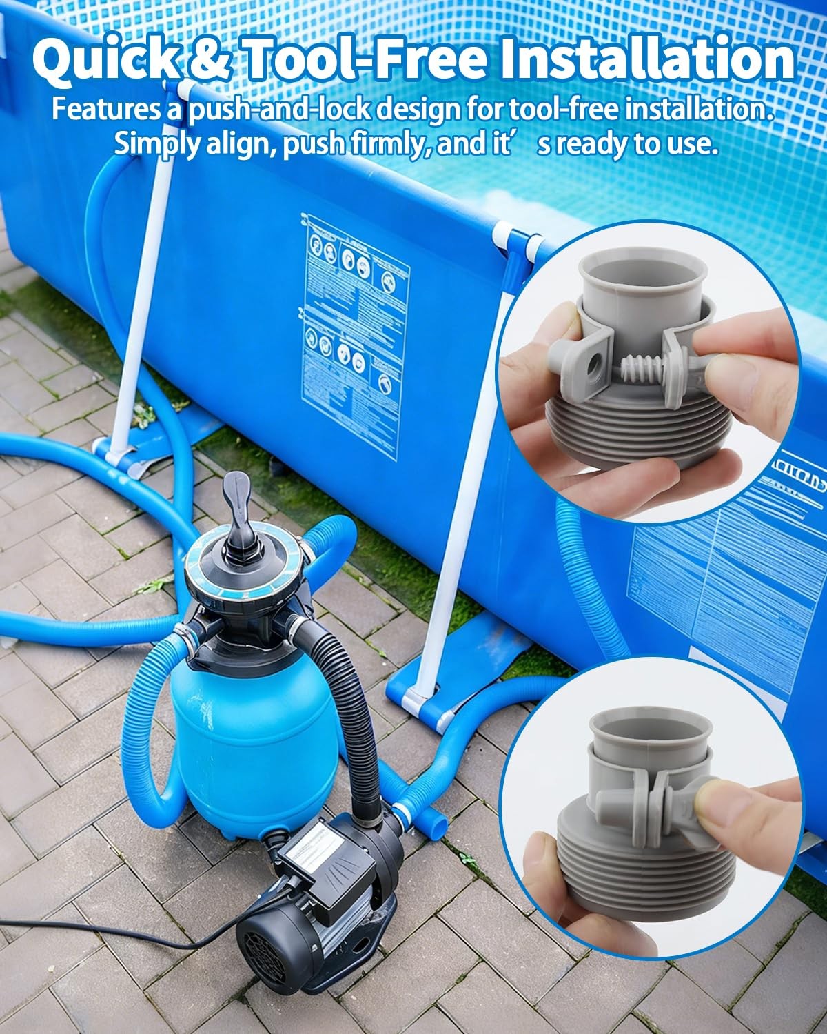 2 Pack Pool Hose Adapter Type B, 1.25″ to 1.5″ Conversion 2*2.2 in, Gray