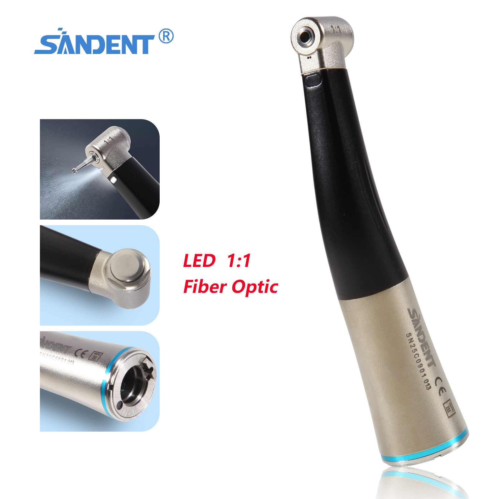 1-5* NSK Style Dental Fiber Optic 1:1 Contra Angle Handpiece Inner Push E-Type