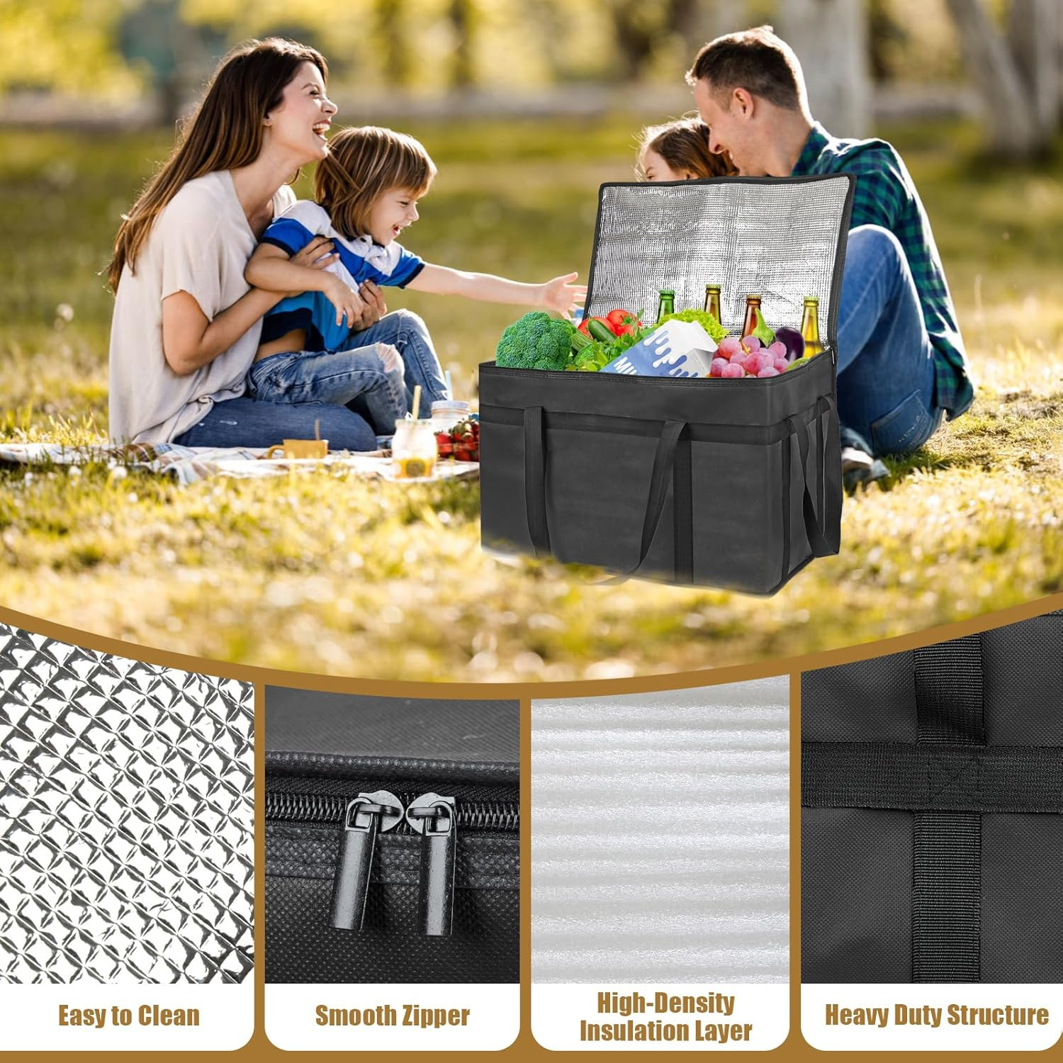 Insulated Bags for Food Delivery, XXXL Pizza Delivery Bags, Large