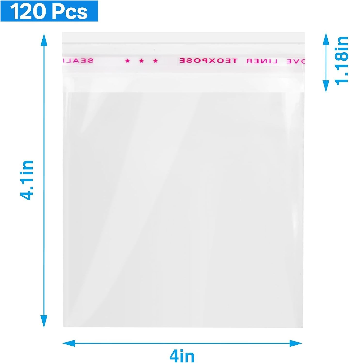 4X4 Inch 120Pcs Clear Cellophane Bags with Seal, Adhesive Cookie Bag for DIY,…