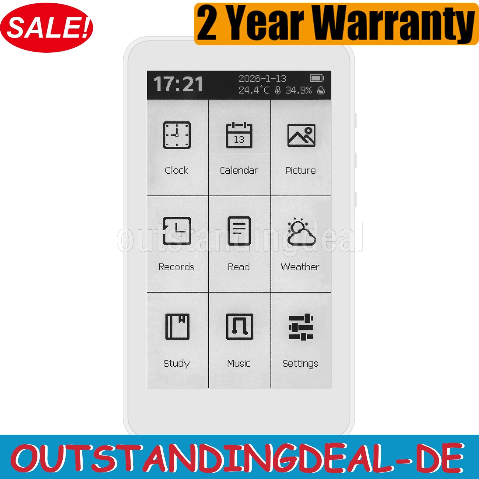 HamGeek M3 E-Book Reader 3.7-inch Touch Screen E-Paper 10-Level Adjustable ot34