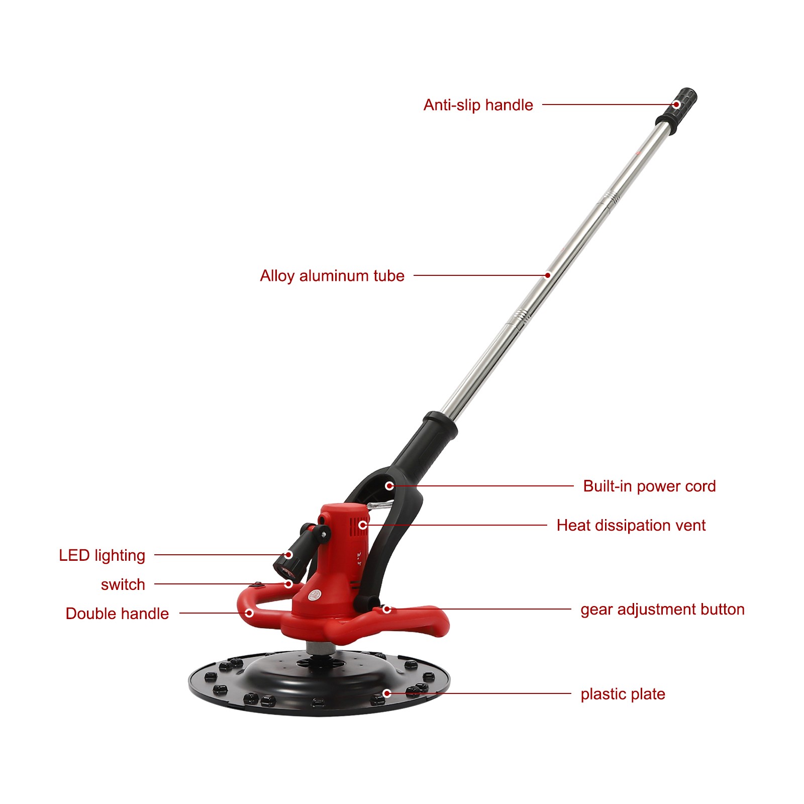 Concrete Polisher Grinder, 1680W 110V, 6 Speed 80-200 RPM, 14.96 Inch Disc