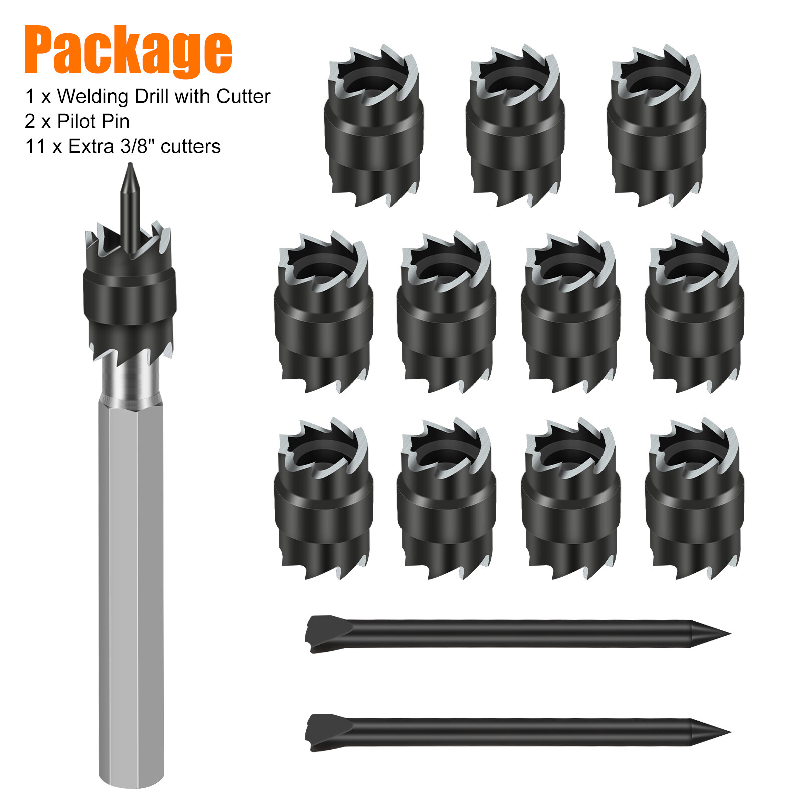14Pcs 3/8″ Double Sided Rotary Spot Weld Cutter Remover Drill Bits Cut Welds Kit