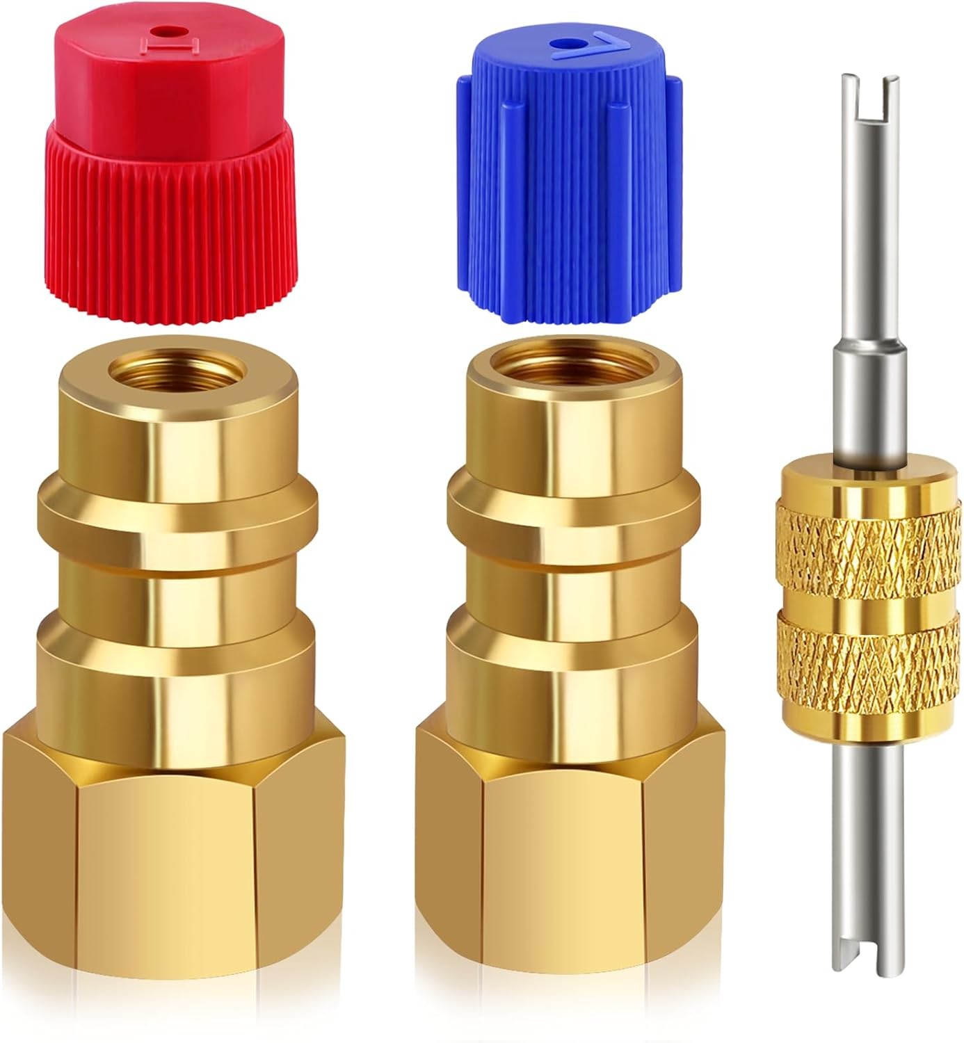 R12 to R134a Adapter, High & Low Pressure R12 to R134a Conversion Kit, Brass R12